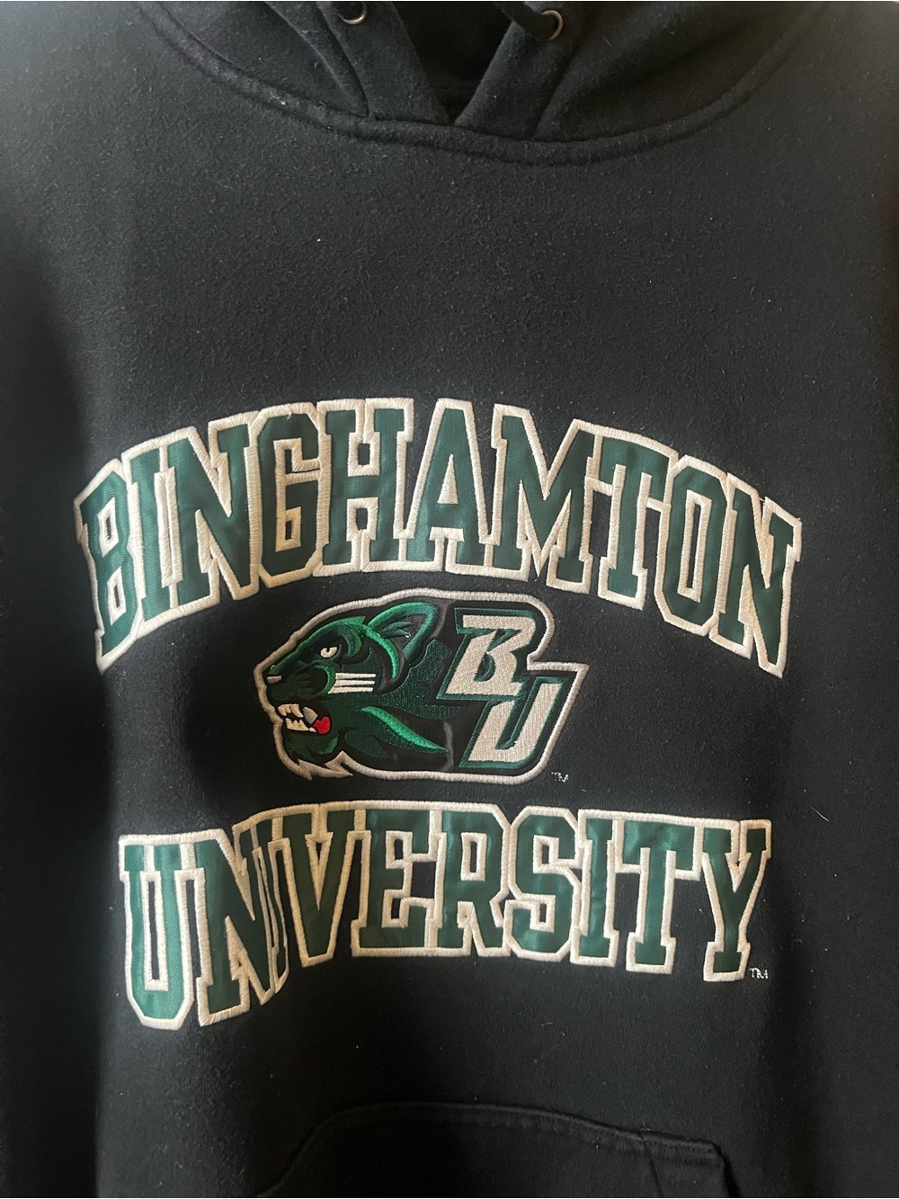 Champion brand Binghamton University black embroidered hoodie size XL - Picture 2 of 5
